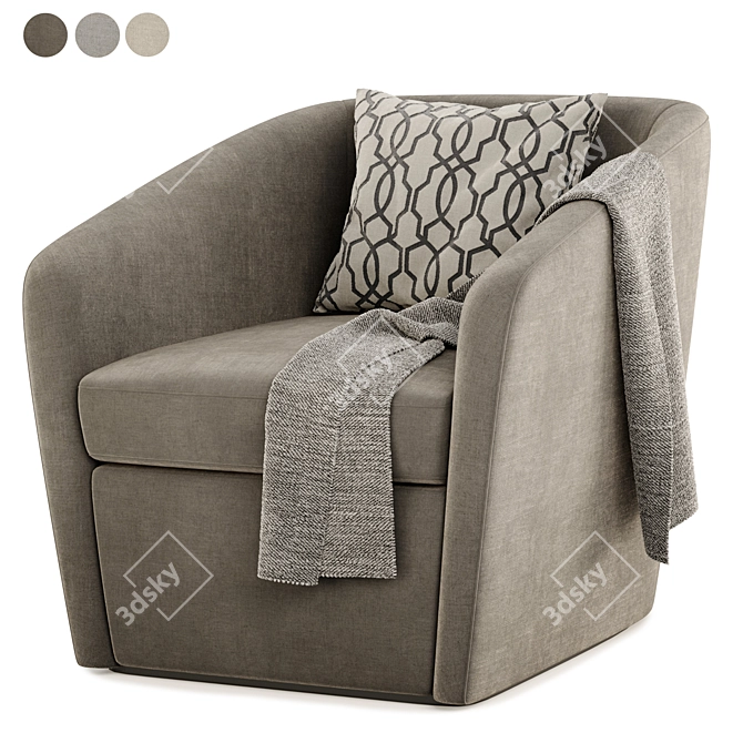 Elegant Rondo Armchair with Pillows 3D model image 1