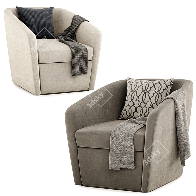 Elegant Rondo Armchair with Pillows 3D model image 3