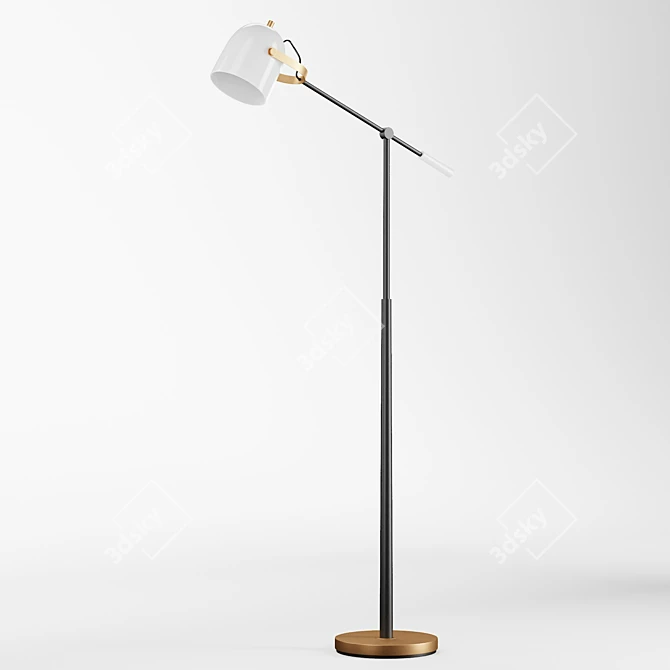 Industrial Spotlight Floor Lamp 3D model image 2