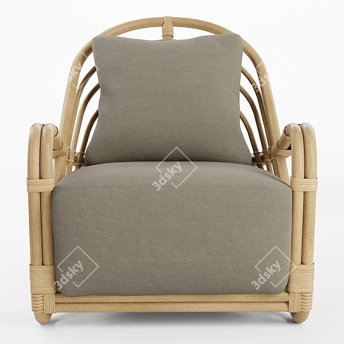 Elegant Rattan & Wicker Armchair 3D model image 4