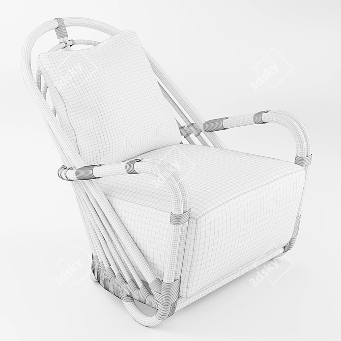 Elegant Rattan & Wicker Armchair 3D model image 6