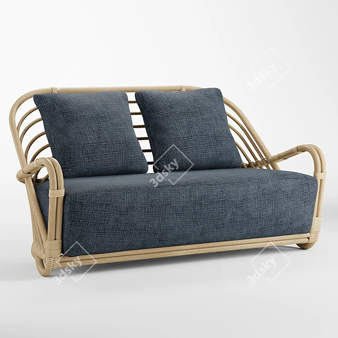 Chic Charloftenborg Rattan Sofa 3D model image 1