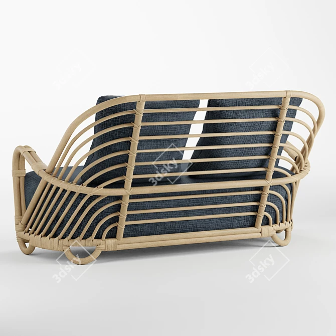 Chic Charloftenborg Rattan Sofa 3D model image 2