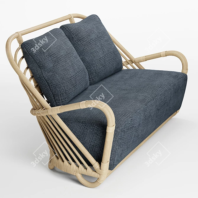 Chic Charloftenborg Rattan Sofa 3D model image 3