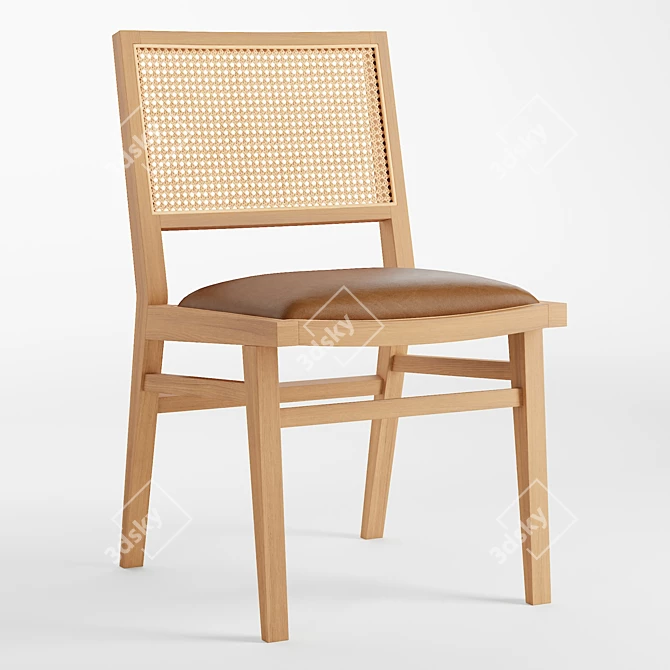 Elegant Fusion: Dunne Caned Chair 3D model image 1