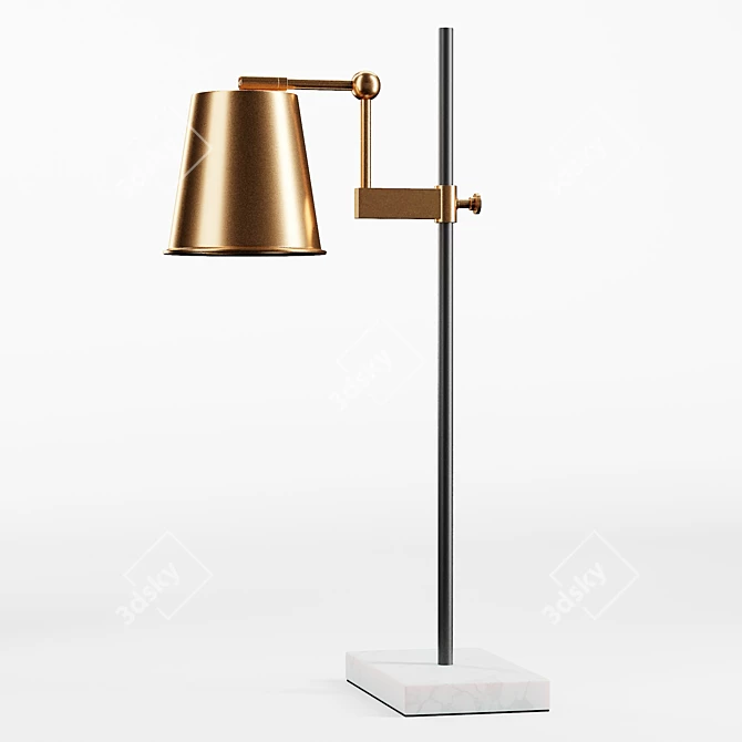 Industrial Brass Adjustable Table Lamp 3D model image 1