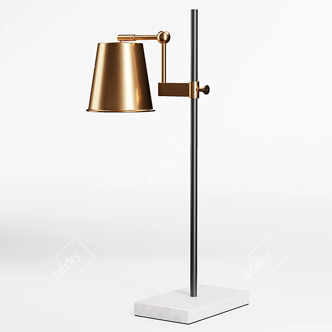 Industrial Brass Adjustable Table Lamp 3D model image 3