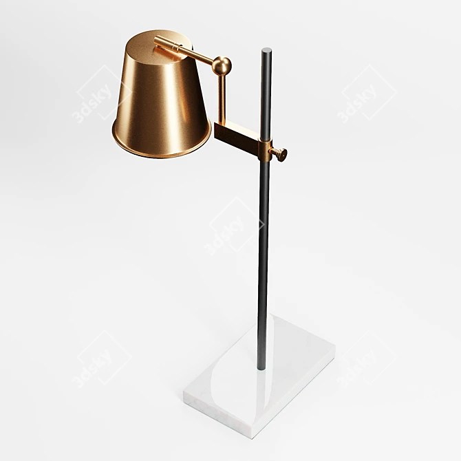 Industrial Brass Adjustable Table Lamp 3D model image 4