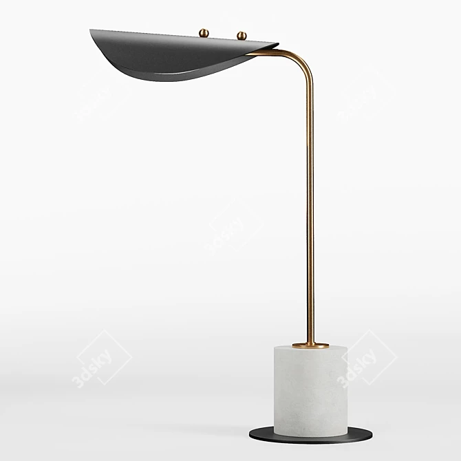 Industrial Chic Steel & Stone Table Lamp 3D model image 2