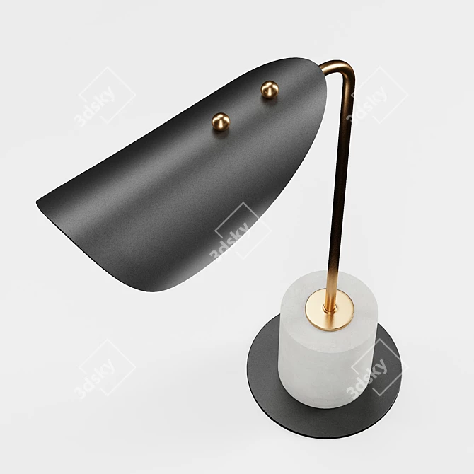 Industrial Chic Steel & Stone Table Lamp 3D model image 3
