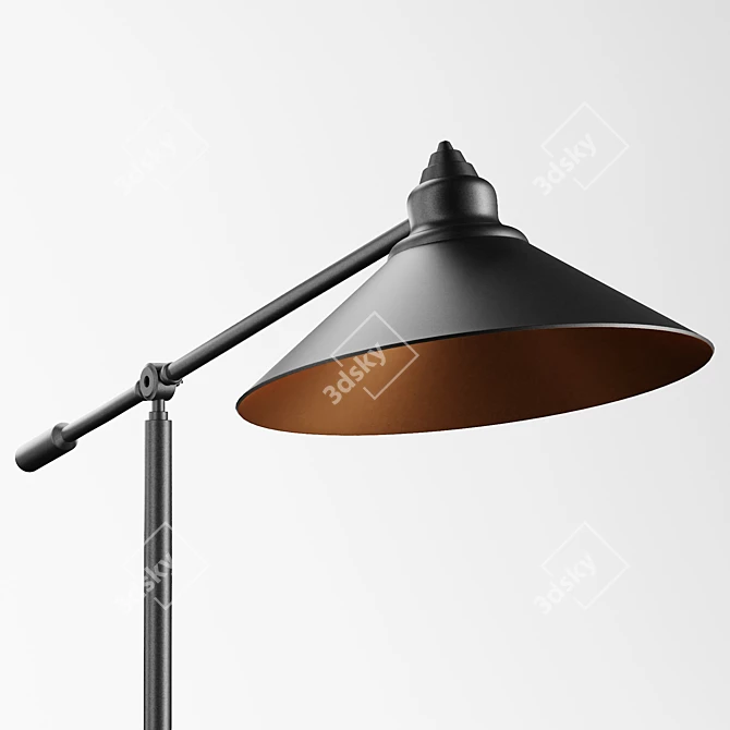 Industrial Adjustable Metal Floor Lamp 3D model image 3