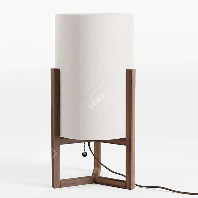 Quinn Wooden Lantern Table Lamp 3D model image 1