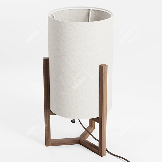 Quinn Wooden Lantern Table Lamp 3D model image 2