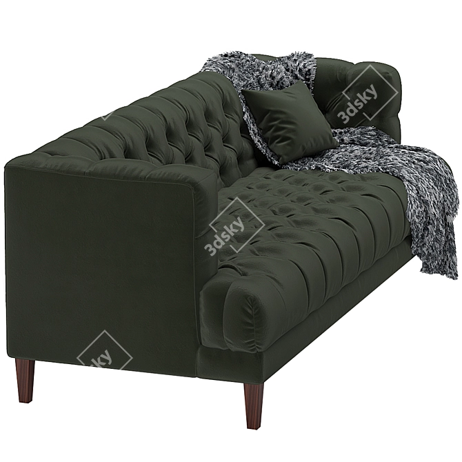 Mid-Century Vogue Green Velvet Sofa 3D model image 4