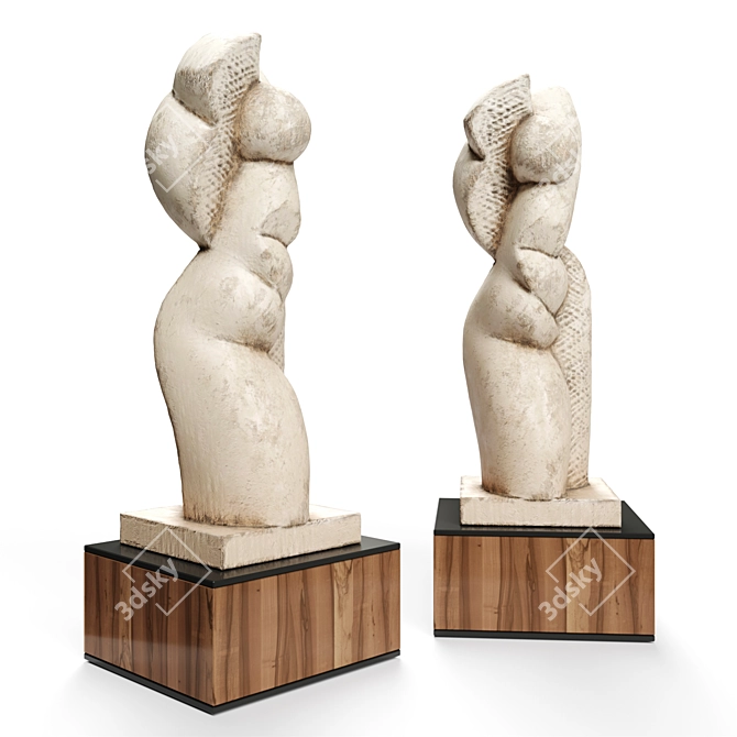 Elegant Abstract Plaster Sculpture 3D model image 3