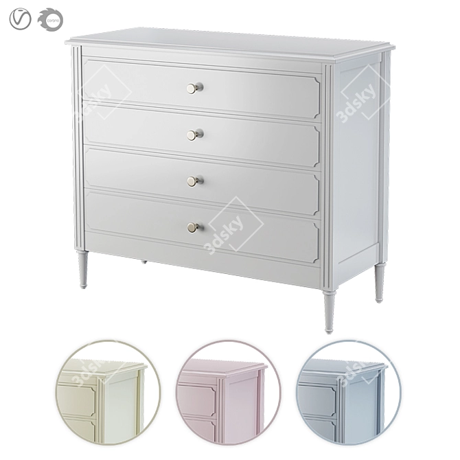 Modern Classic Ellipse Chest with 4 Drawers 3D model image 1