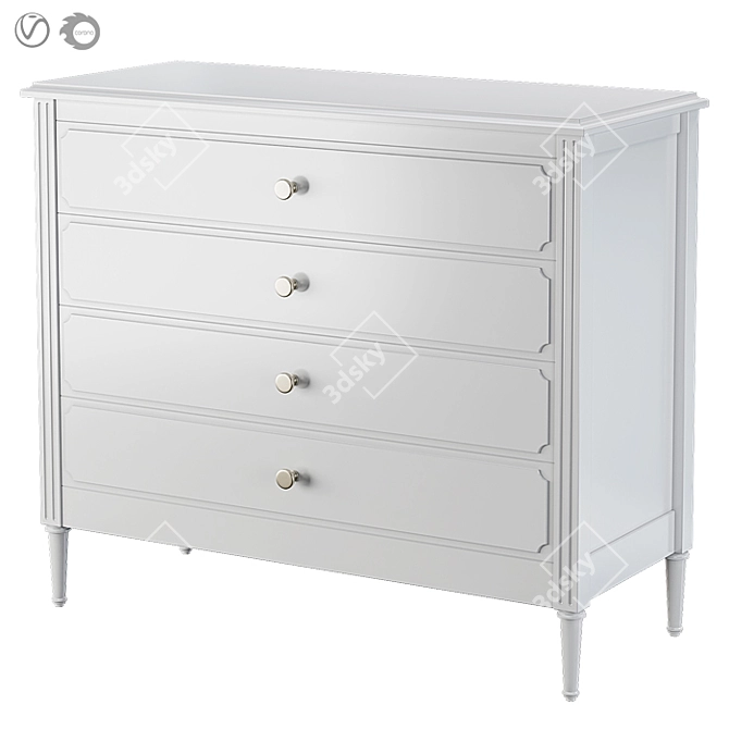 Modern Classic Ellipse Chest with 4 Drawers 3D model image 2