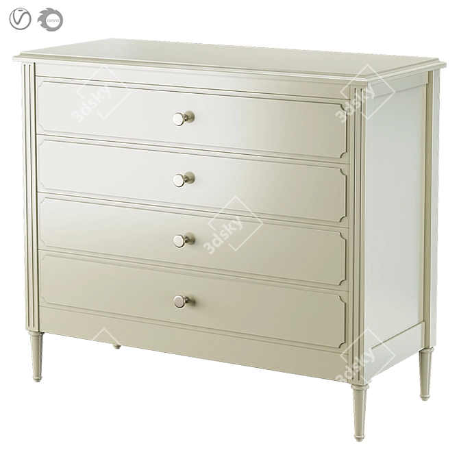 Modern Classic Ellipse Chest with 4 Drawers 3D model image 3