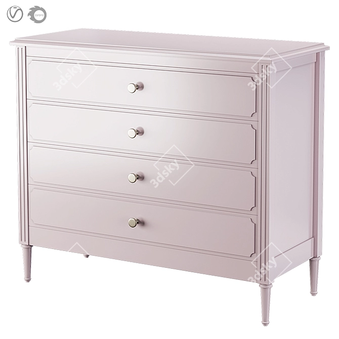 Modern Classic Ellipse Chest with 4 Drawers 3D model image 4