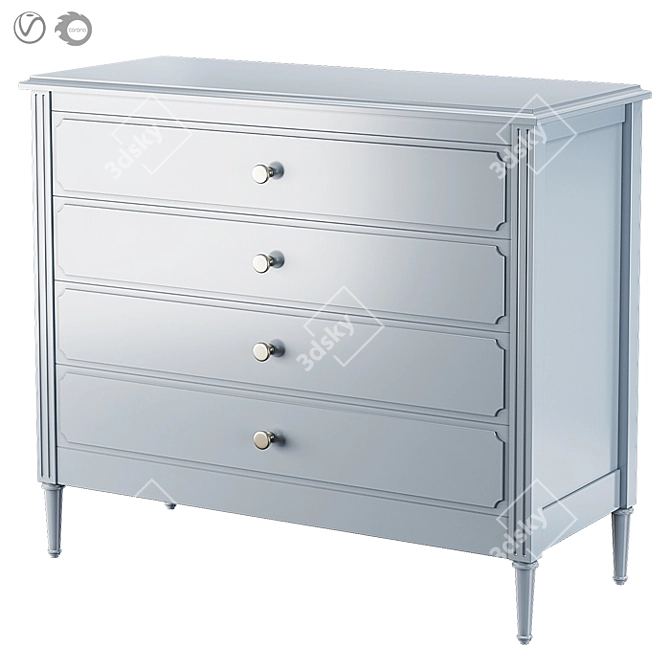 Modern Classic Ellipse Chest with 4 Drawers 3D model image 5