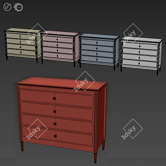 Modern Classic Ellipse Chest with 4 Drawers 3D model image 7