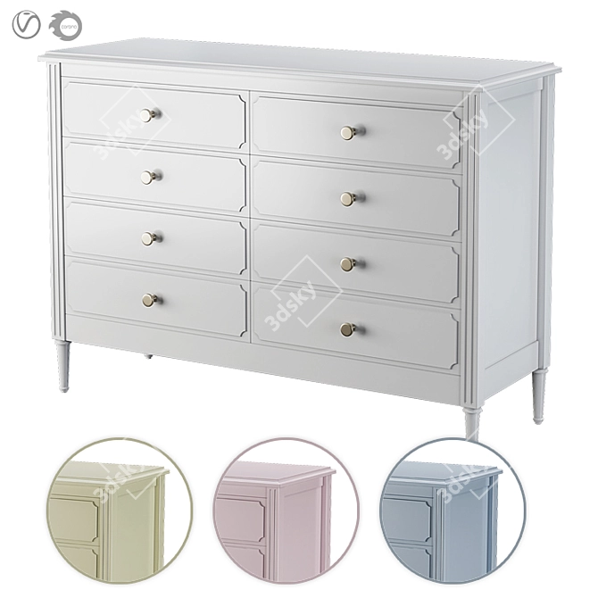 Elite Ellipse 8-drawer Chest 3D model image 1