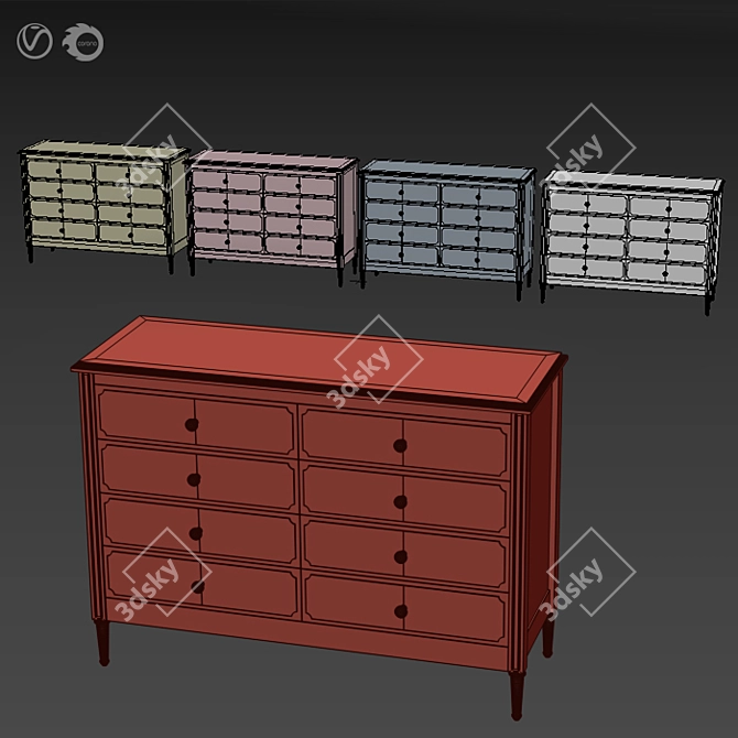 Elite Ellipse 8-drawer Chest 3D model image 7