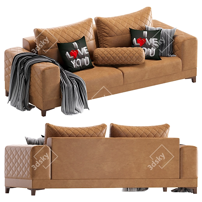 Elegante Leather Sofa 3D model image 3