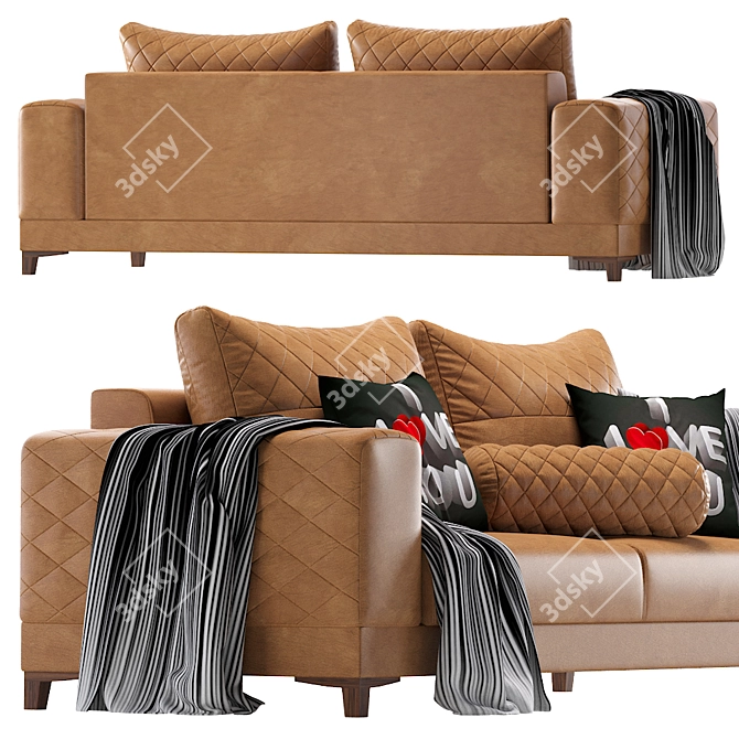 Elegante Leather Sofa 3D model image 5