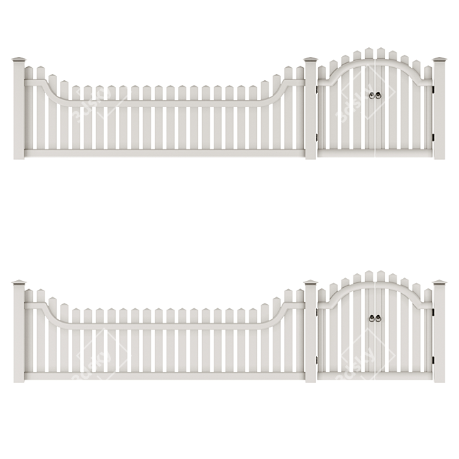 Title: Durable PVC Fence Solution 3D model image 8
