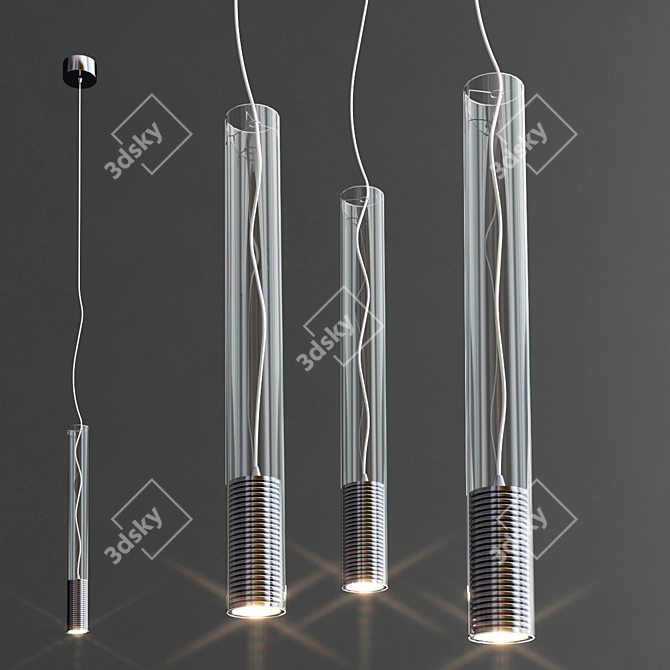 Elegant Tubo LED Pendant Light 3D model image 1