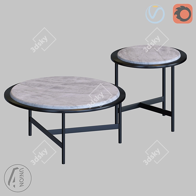 Modern Round Coffee Table - D800 x H390 / D500 x H490 3D model image 1