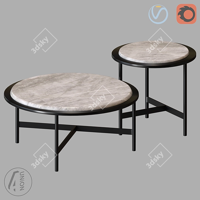 Modern Round Coffee Table - D800 x H390 / D500 x H490 3D model image 3