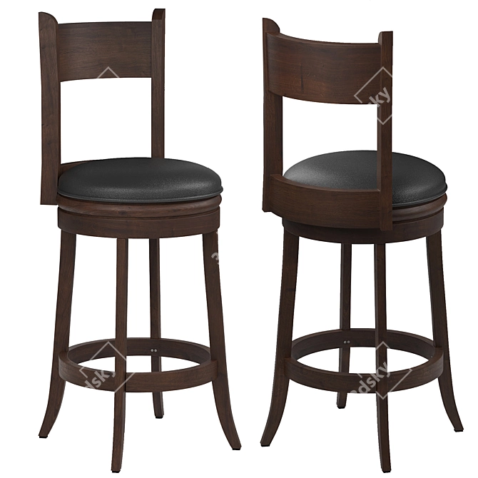 Elegant Palmetto Bar Chair: Leather, Wood & Metal 3D model image 1