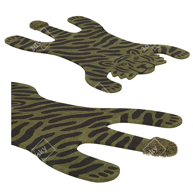 Wild Feline Tufted Rug 3D model image 2