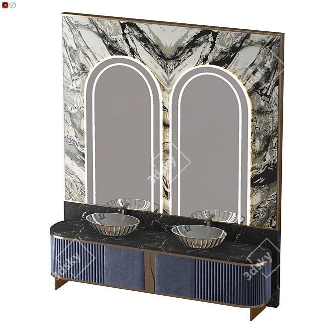 Elegant Montaigne Bathroom Set 3D model image 2