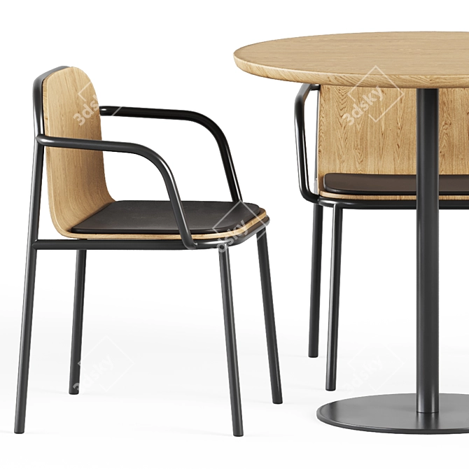 Sleek Table 630 & Comfy Armchair 3D model image 5