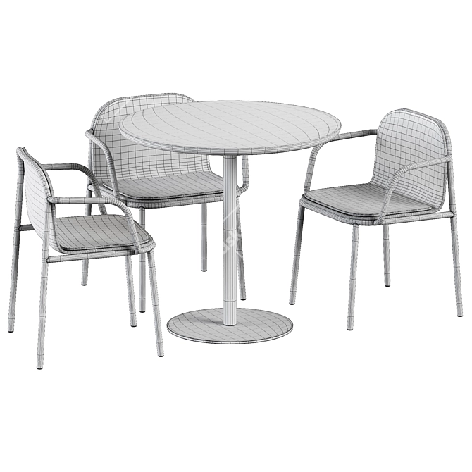 Sleek Table 630 & Comfy Armchair 3D model image 6