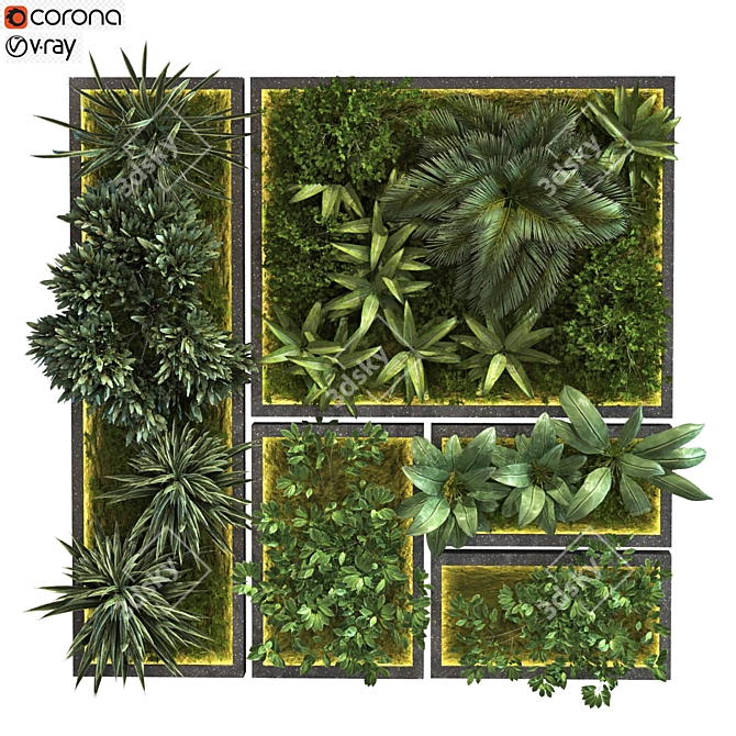 Green Wall Set 088: Versatile, Stylish, and Eco-Friendly! 3D model image 1