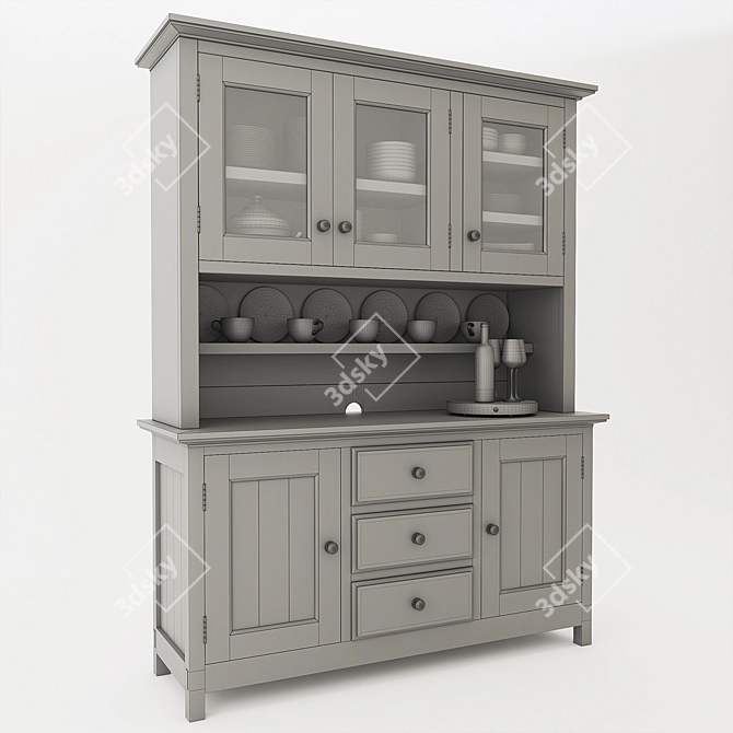 Rustic Charm: Pottery Barn Buffet & Hutch with Decor 3D model image 4