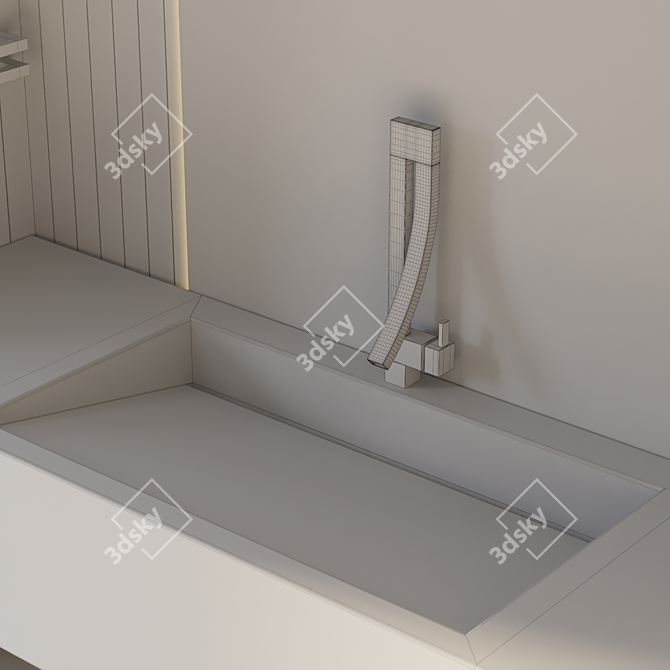 Modern 3-Piece Bathroom Furniture Set 3D model image 6