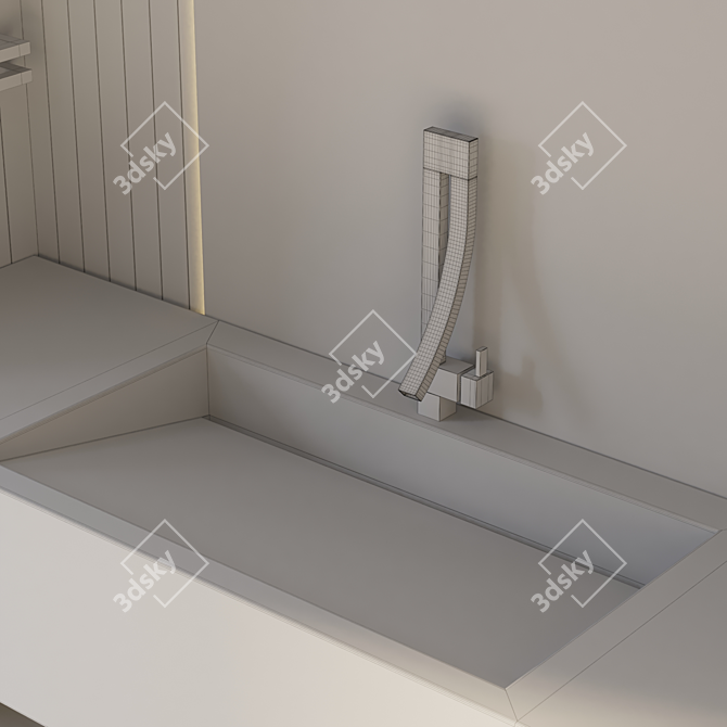 Modern 3-Piece Bathroom Furniture Set 3D model image 14