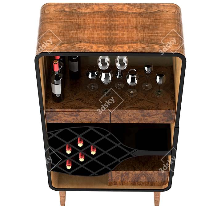 Elegant Oak Bar Cabinet 3D model image 4