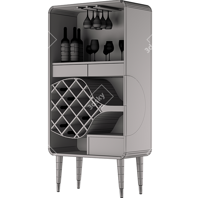 Elegant Oak Bar Cabinet 3D model image 5