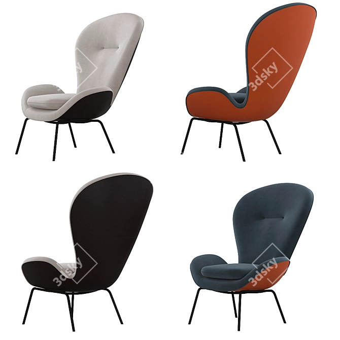 Modern Rolf Benz Chairs: Elegant & Comfortable 3D model image 5