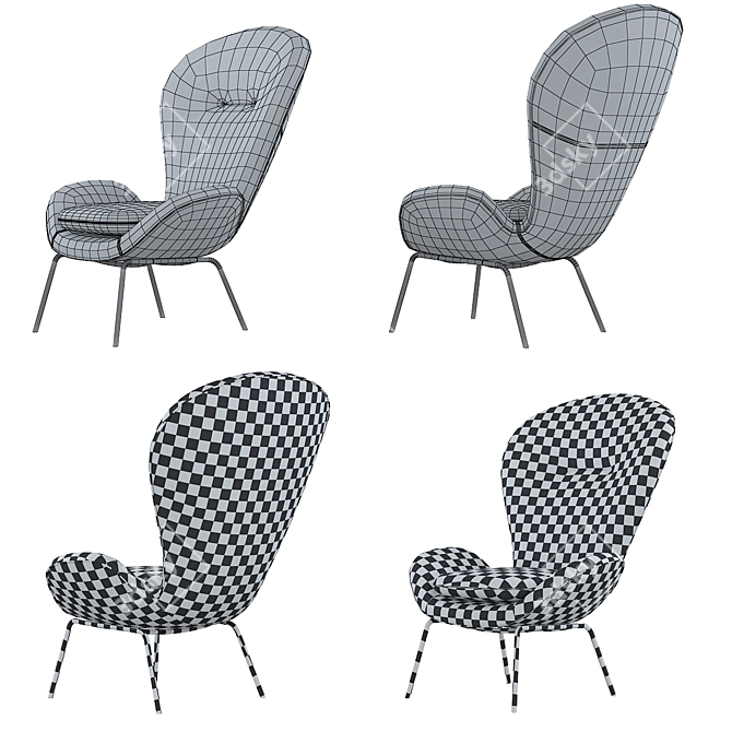 Modern Rolf Benz Chairs: Elegant & Comfortable 3D model image 6