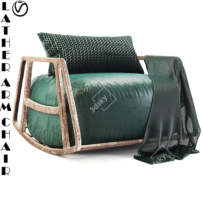 Luxury Blue Leather Armchair 3D model image 1