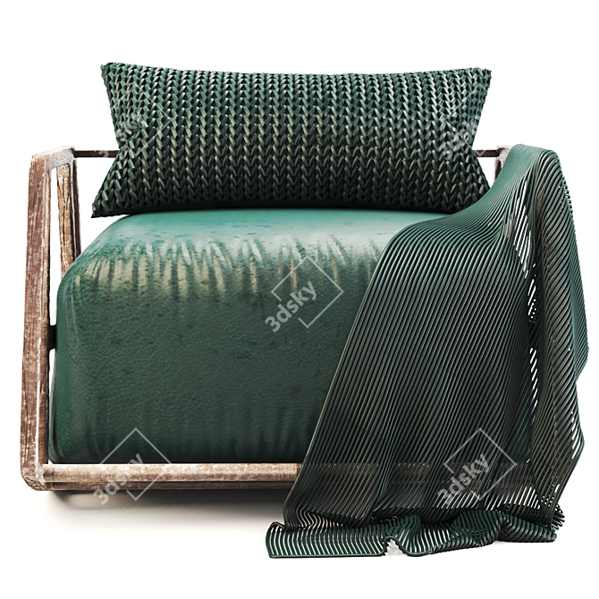 Luxury Blue Leather Armchair 3D model image 3