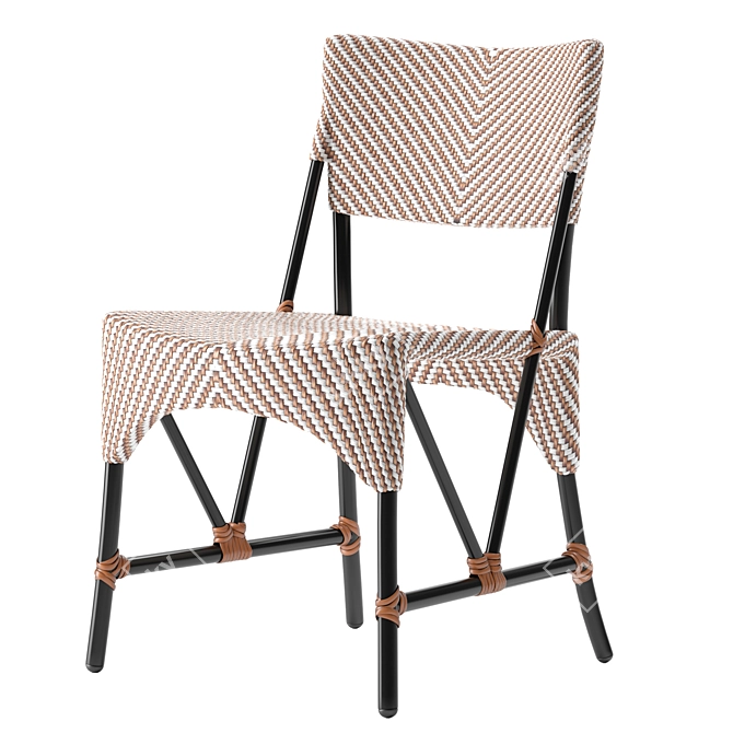 Elegant Handwoven Janus Side Chair 3D model image 1