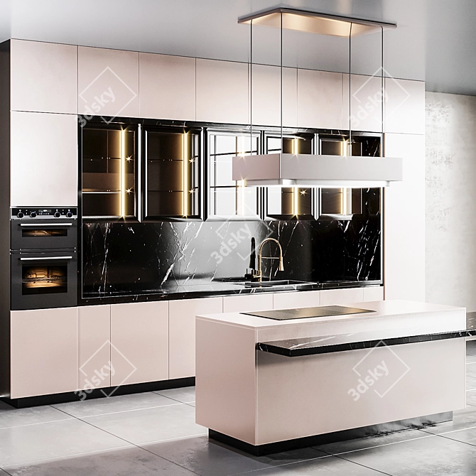 SleekModern Kitchen Design 3D model image 2